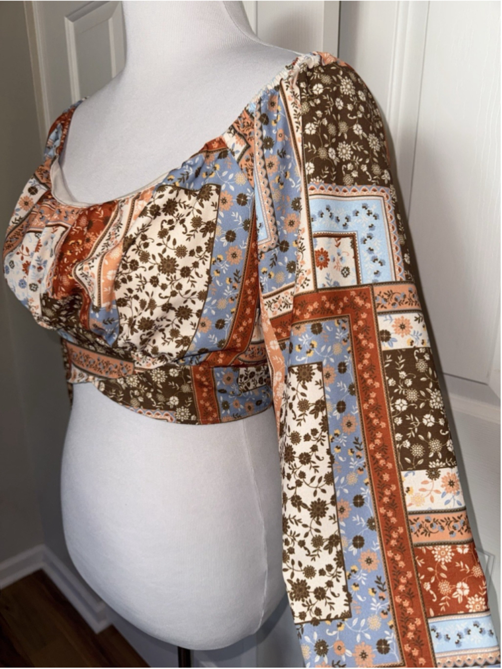 Altar’d State Boho Patchwork Crop Top Prairie Earthy Festival Peasant Size Large - Picture 4 of 11